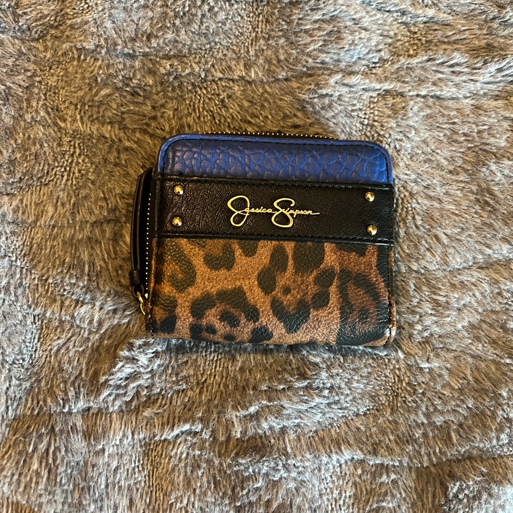 Jessica Simpson Blue and Leopard Print Wallet